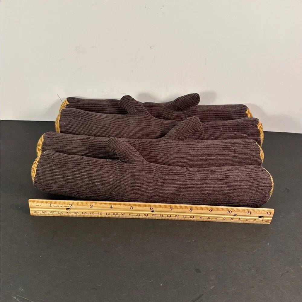 Plush Log Set Brown Corduroy Soft Toy Firewood Home Decor 10”